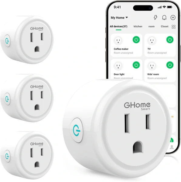 GHome Smart Plug 4-Pack, WiFi Smart Plugs Work with Alexa and Google Home